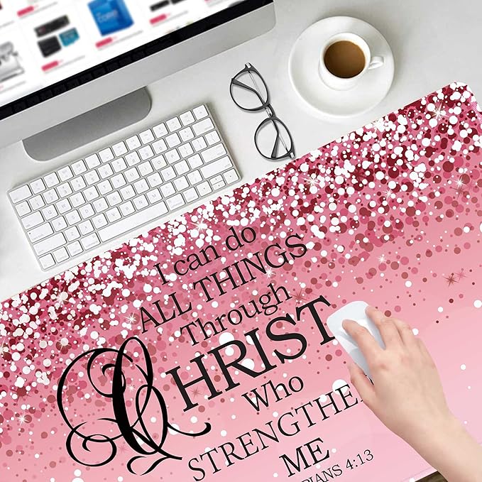 Large Pink Desk Mat Extended Mouse Pad, Cute Mousepad Desk Pad,Waterproof Durable Non-Slip Rubber Base Gaming Mousepad Desk Mat for Office/Home/Desktop,Pink Mouse Pad for Women