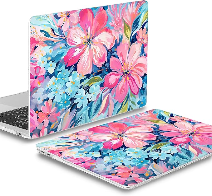 Mektron Case for MacBook Air 13 inch M1 A2337 A2179 A1932,Hard Cover 2018-2021 Air 13-inch with Touch ID, Exclusively Designed Protective Shell with Keyboard Skin, Hand-Painted Flowers