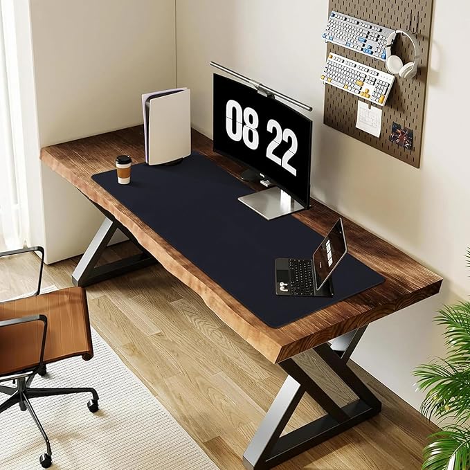 Armindou Large Gaming Desk Mouse Pads, XXL 35.4 x 15.7In Computer Desk Cover Matt for Desktop Keyboard and Mouse, Big Office Pad Protector Mats, Black Extra Large Mousepads, Anti-Slip Rubber Base