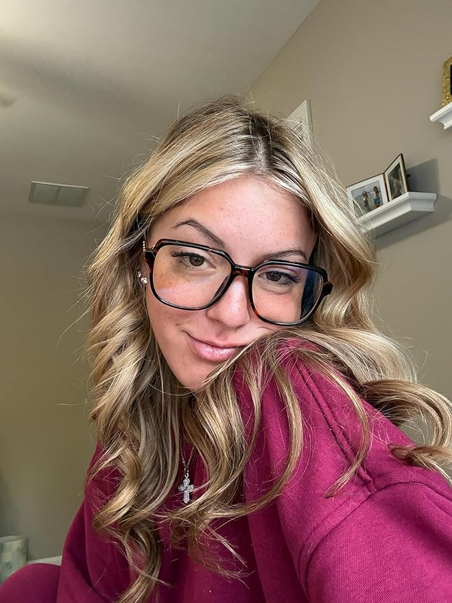 VISOONE Oversized Blue Light Blocking Glasses with Chic Square TR90 Frame and Metal Temple for Women Men REMY
