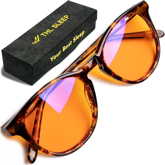 Orange Blue Light Blocking Glasses for Better Sleep - 99.5% Premium Acetate Migraine Glasses for Women & Men