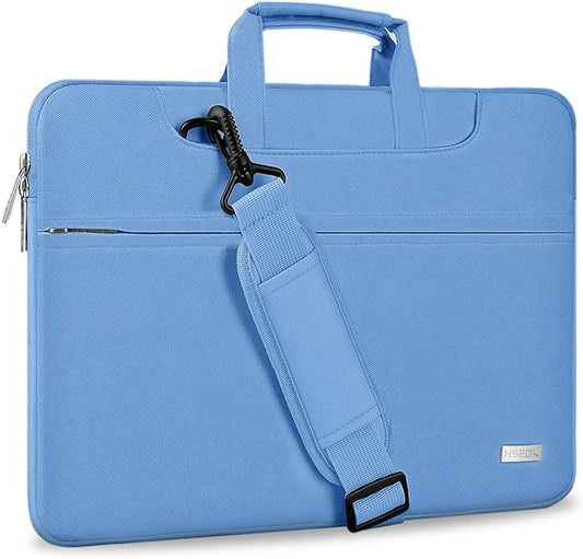 Hseok 17.3 Inch Laptop Shoulder Bag, Water-Resistant & Shockproof Protective Computer Case Compatible with 17.3 inch Dell Asus HP Lenovo Acer MSI Notebooks,Light Blue