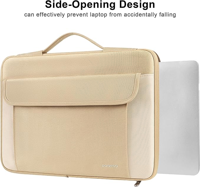 DOMISO 15.6-16 Inch Laptop Sleeve Case,Water-resistant Laptop Protective Case for MacBook Pro16,Dell XPS 16,Lenovo,HP, ASUS, Acer,Beige