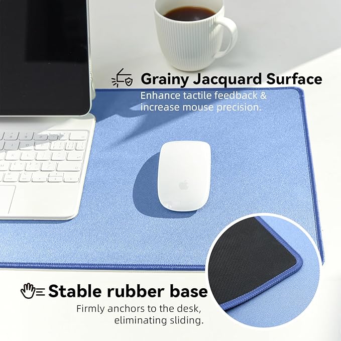 Waterproof Large Gaming Mouse Pad with Durable Stitched Edges, Non-Slip Rubber Base, Grainy Jacquard Mouse Mat Desk Pad for Home Office Gaming, 27.6"x11.8"x0.12", Matte Blue