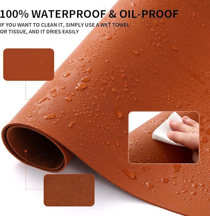 Large Office Leather Desk Mat, Large Mouse and Keyboard Pad, Laptop Pad, Desktop Protector(Dark Brown, 31.5 in. x 15.7 in.)