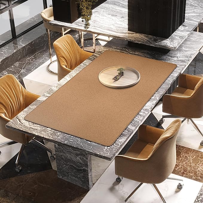 MAIDERN Leather Desk Mat, XXL 55” x 31.5” Reversible Office Desk Pad Mat, Cork & Leather Large Mouse pad for Desk, Waterproof Computer Desk Mat for Gaming Home Office (Black)