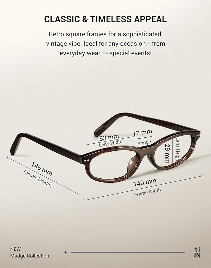 TIJN Blue Light Blocking Glasses Women Men Retro Cat Eye Square Oval Anti Glare Screen Computer Gaming Daily Eyeglasses TR90