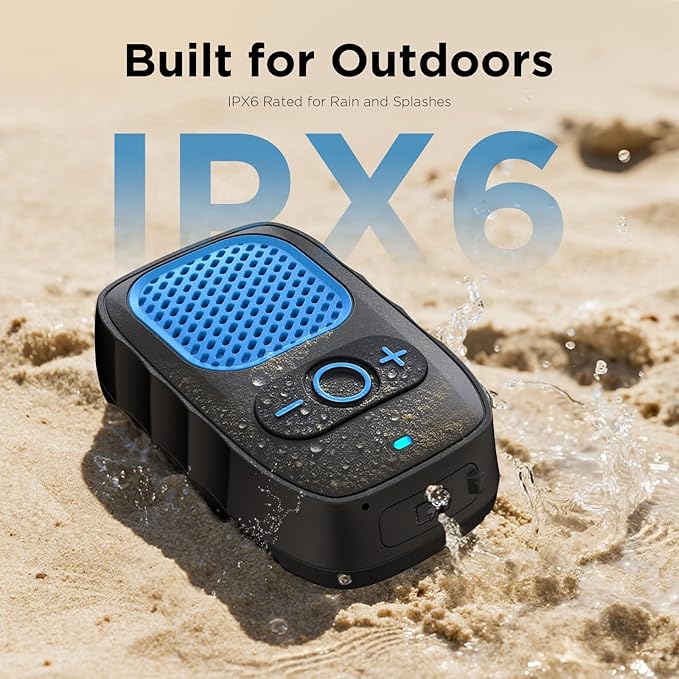 Wearable Bluetooth Speaker, 30H Working Time Clip-On Wireless Jobsite Pro Water-Resistant Portable Speaker, Built-in Mic for Hands-Free Music and Calls (Purple)
