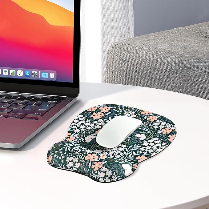 EooCoo Ergonomic Mouse Pad with Wrist Support, Mousepad with Memory Foam Wrist Rest and Non-Slip Base for Computer, Cafe, Home & Office, 9.64 x 8.26 in Office Desk Accessories