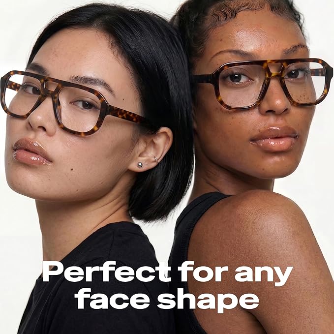 livho Retro Aviator Blue Light Blocking Glasses for Women Men with Soft Case, Trendy Rectangle Computer Eyeglasses