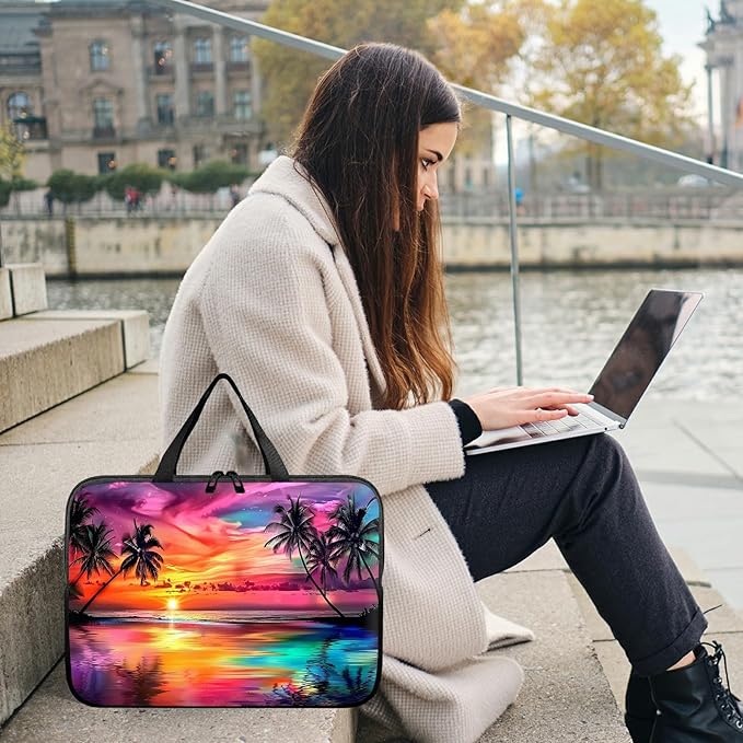 Laptop Sleeve Case Bag 13 inch, Summer Sunset Colorful Sky Slim Carrying Case Handbag Travel Laptop Bag for 13 inch MacBook Air M3/M2/Pro M2/ 13" iPad Pro/Air M4/M2 2024