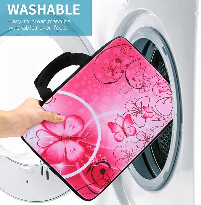 icolor 14 15 15.4 15.6 inch Laptop Handle bag Computer Protect Case Pouch Holder Notebook Sleeve Neoprene Cover Soft Carring Travel Case for Dell Lenovo Toshiba HP Chromebook ASUS Acer Pink ICB-10