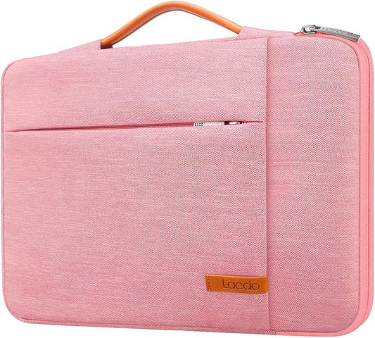 Lacdo 360° Protective Laptop Sleeve Case for 14 inch MacBook Pro M5 Pro/Max A3426 A3427 (2026), M5/M4/M3/M2/M1 A3434 A3112 A3401 A3185 A2918 A2992 | 13.8 inch Surface Laptop 7th Computer Bag, Peach