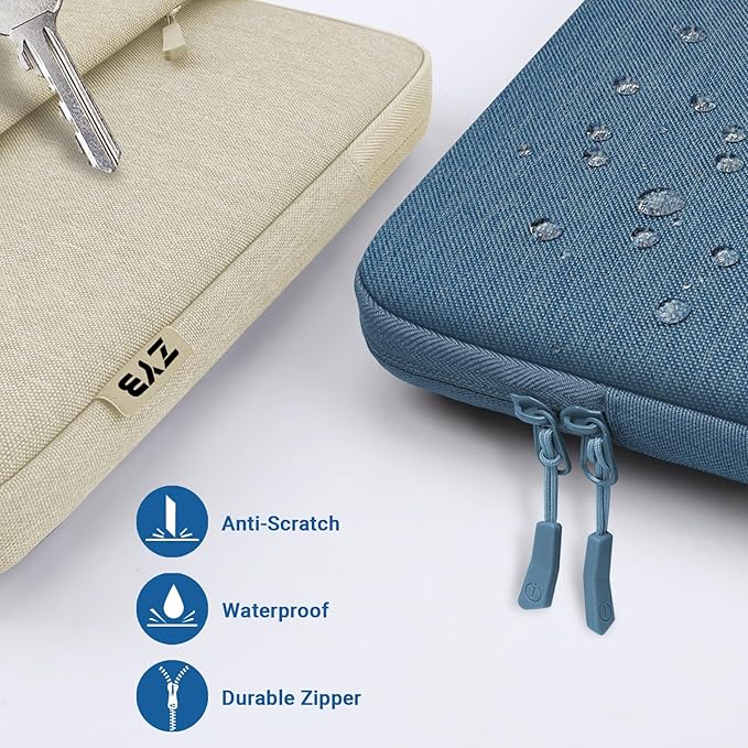 ZYB Laptop Case 14 Inch,Waterproof Laptop Sleeve 14 Inch for 14" Notebook/MacBook Air 15/14" Lenovo ThinkPad IdeaPad Asus HP Dell,2023-2025 MacBook Air 15.3 M4 M3 M2 etc with Accessory Bag-Haze Blue