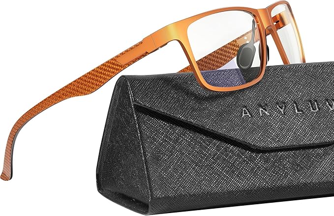 ANYLUV Carbon Fiber Reading Glasses for Men Women, Blue Light Blocking Computer Readers, Anti Glare Spring Hinge