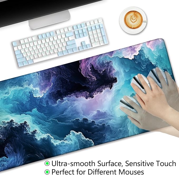 Galaxy Mouse Pad Large Desk Mat, Extra Large Gaming Computer Mousepad with Stitched Edges Non-Slip, Keyboard Mouse Pad for Desktop Cute Aesthetics Home Office Desk Accessories 31.5in