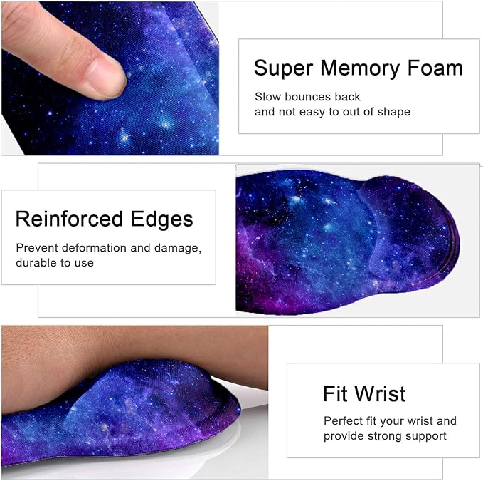 LATEEFAH Mouse Pad with Wrist Rest, 3-in-1 Gaming Mouse Pad, Keyboard Wrist Rest, Ergonomic Memory Foam Mousepad with Wrist Support for Computer Keyboard