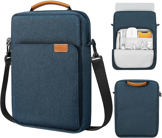 MoKo 13.3-14 Inch Laptop Sleeve Bag Fits Mac Neo 13-inch A18 Pro, Mac Pro 13.3" M2 2022/M5/M5 Pro/M5 Max 14.2" 2026, Mac Air 13.6" M5 2026, Handle Carrying Case with Shoulder Strap, Indigo