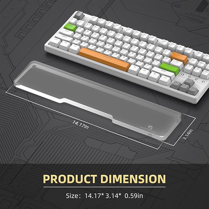 SELORSS Acrylic Keyboard Wrist Rest - TENKEYLESS (TKL) 80% Keyboard- Mechanical Keyboards Ergonomic Palm Rest for Computer Keyboard,Anti-Slip Base,Wrist Pad for Laptop,Office & Home-Easy Typing