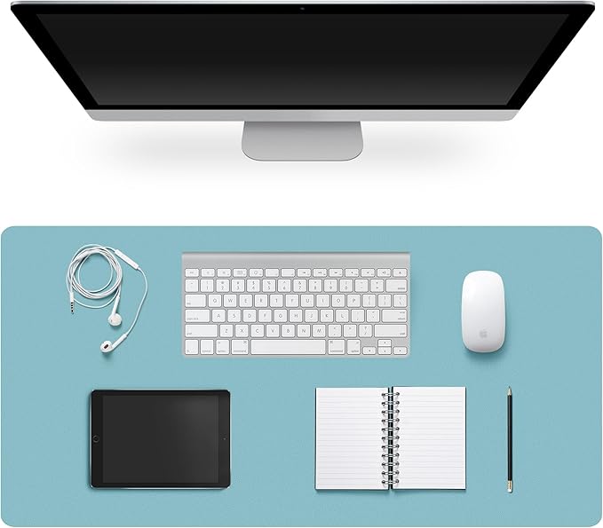 Leather Desk Pad Protector,Non-Slip Desk Pad,on-Slip PU Leather Large Mouse Pad,Easy Clean Desk Protecor Mat,Writing Pad for Office Work/Home/Decor(Pale Green, 23.6" x 13.7")