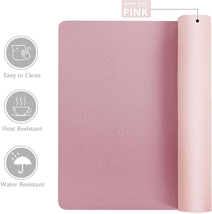 Aothia Double-Sided PU Leather Desk Pad - Non-Slip Large Mouse Pad & Desk Mat for Office, Home - Waterproof, Easy to Clean, Durable Dual-Sided Surface (23.6"x13.7", Purple)