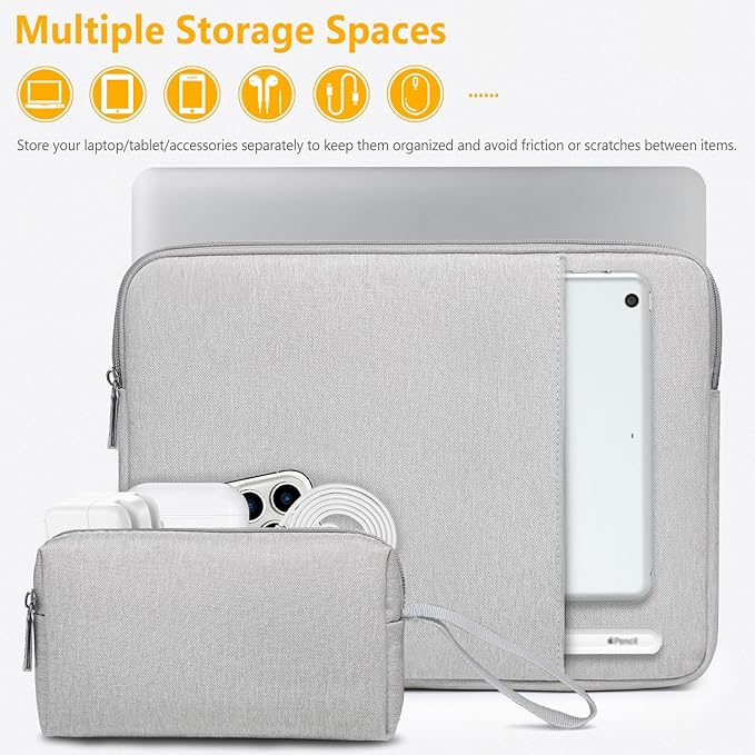 HYZUO 13.3-14 Inch Laptop Sleeve Bag Set for MacBook Pro 14 M5/M4/M3/M2/M1 Pro/Max A3426 A3427 2026-2021, MacBook Air/Pro 13.3, 13.5-13.8" Surface Book/Laptop, Notebook Case for 13.3" HP, Light Gray