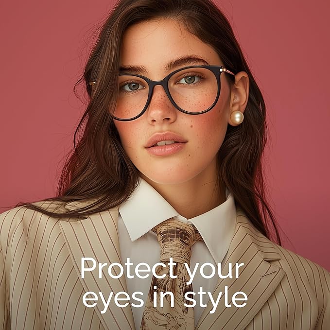 Gaoye Blue Light Blocking Glasses - Trending Round TR90 Frames, Metal Arms, UV400 Protection - Matching Soft Case