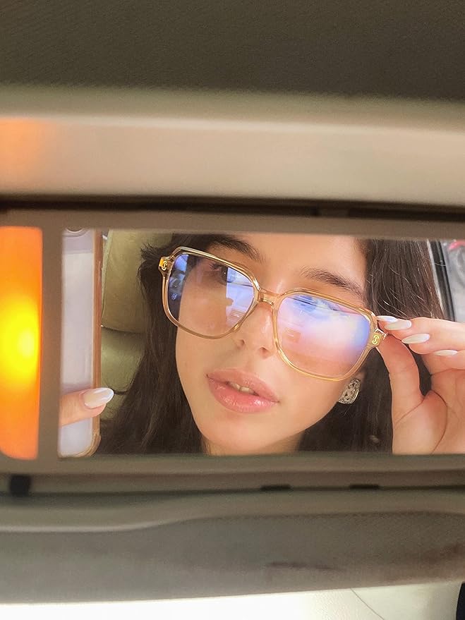 VISOONE Oversized Blue Light Blocking Glasses with Chic Square TR90 Frame and Metal Temple for Women Men REMY