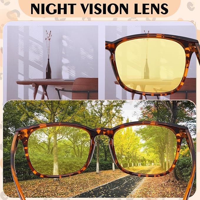 Polarized Sunglasses for Women Men, Night Driving Glasses Anti Glare Yellow Lens UV 400 for Day Night Use