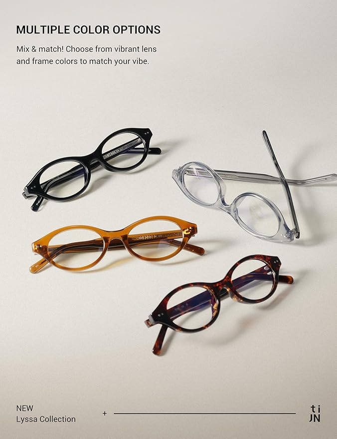 TIJN Blue Light Blocking Glasses Women Men Retro Cat Eye Square Oval Anti Glare Screen Computer Gaming Daily Eyeglasses TR90
