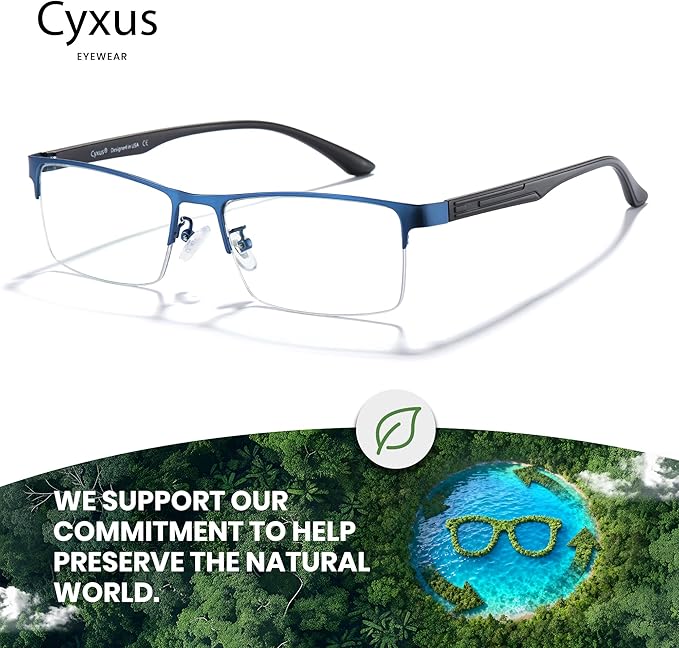 Cyxus Blue Light Blocking Glasses for Men Woman Semi Rim Computer Gaming Office Study Eyeglasses with UV Protection 8001