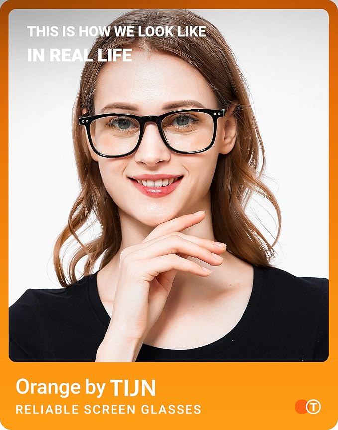 TIJN Sleep Glasses Blue Light Blocking Square Eyeglasses Dual AR Coatings for Computer Gaming Screen Fatigue & UV Protection