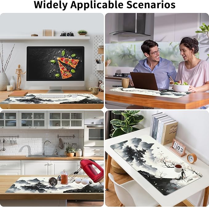 Japanese Mouse Pad, Large Japanese Desk Mat, Leather Desk Pad, Waterproof Keyboard Mat, Non-Slip Computer Mat, Keyboard and Mouse Pad for Office Decor (31.5"x15.7")
