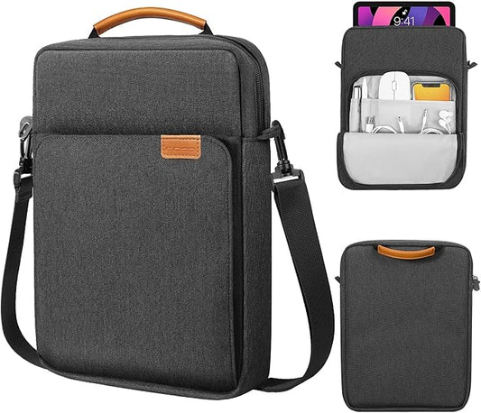 MoKo 13 Inch Tablet Sleeve Bag, Fits with 13 Inch New iPad Pro M5 & Air M4/M3, iPad Pro 12.9 M2&M1,Surface Laptop Go 12.4,Galaxy Tab S8+/S9+ 12.4,Handle Carrying Case with Shoulder Strap,Black &Gray