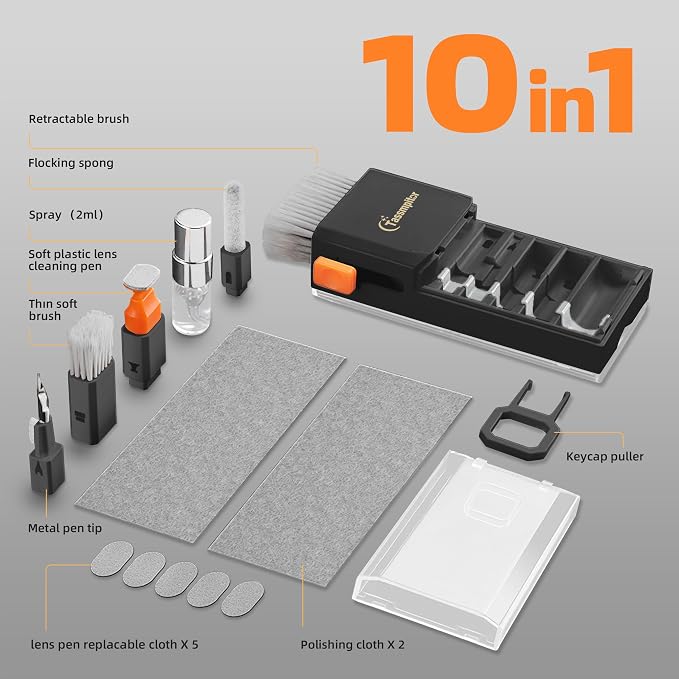 Keyboard Cleaning Kit Keyboard Cleaner, All in One Computer Screen and Laptop Cleaner, Compact Portable Electronic Laptop Cleaning Kit with Soft Brush and Spray for MacBook iPad iPhone Earbud, Black - Image 7