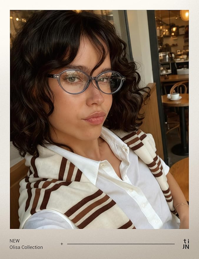 TIJN Olisa Blue Light Blocking Glasses for Women Men,Retro Oval Frame Bluelight Eyeglasses for Gaming/Computer/Screen