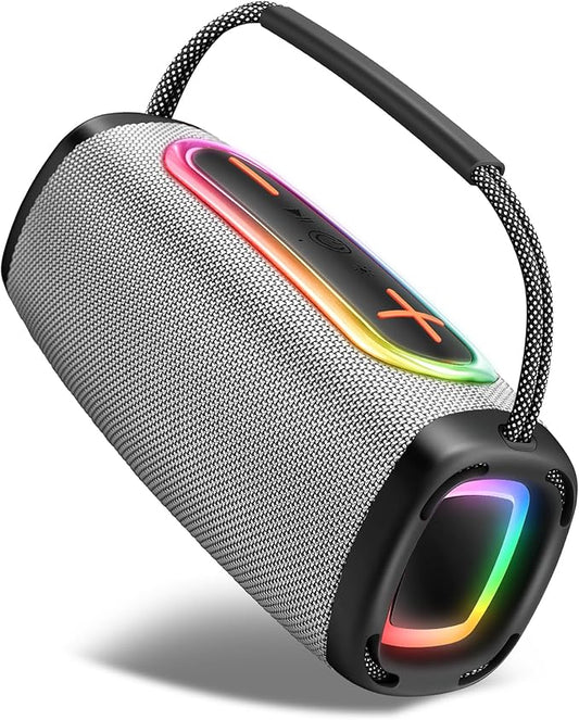 Bluetooth Speaker 6000mAh, 36H Playtime BT5.4 Portable Wireless Speaker with 24W Loud Stereo Sound, IP6 Waterproof, Portable Speaker with RGB Multi-Color Rhythm Lights for Outdoor/Home/Party as Gift