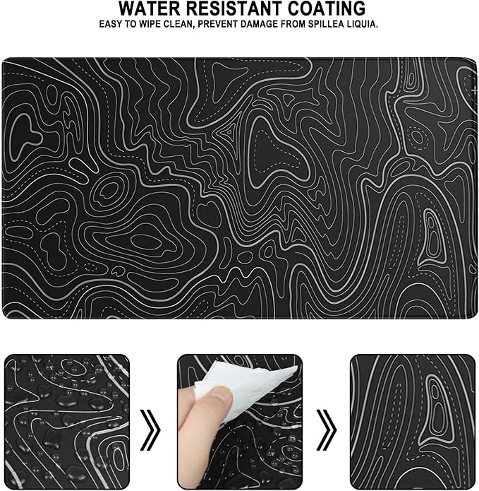 Large Gaming Mouse Pad, Waterproof Extra Large Mousepad with Stitched Edges, 31.5" x 15.7" Non-Slip Rubber Base Office Big Long Keyboard Pad for Office Gamer Home XXL, Black