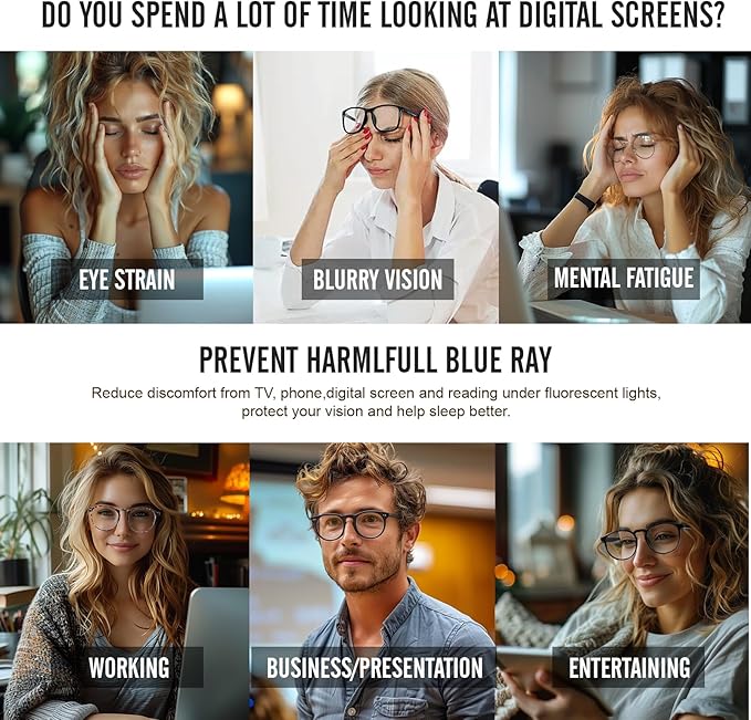 2 Pack Blue Light Glasses For Woman/Men Blue Retro Round Light Blocking Glasses