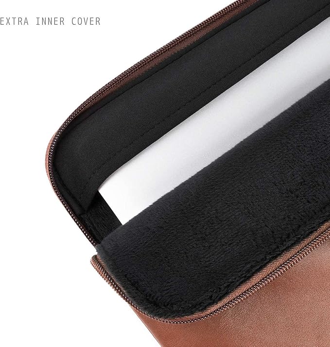 Comfyable Slim Protective Laptop Sleeve, PU Leather Bag Compatible with 15" MacBook Air (Snug Fit) M5 & 14" MacBook Pro M5 Pro/Max 2026 (Loose Fit), Brown