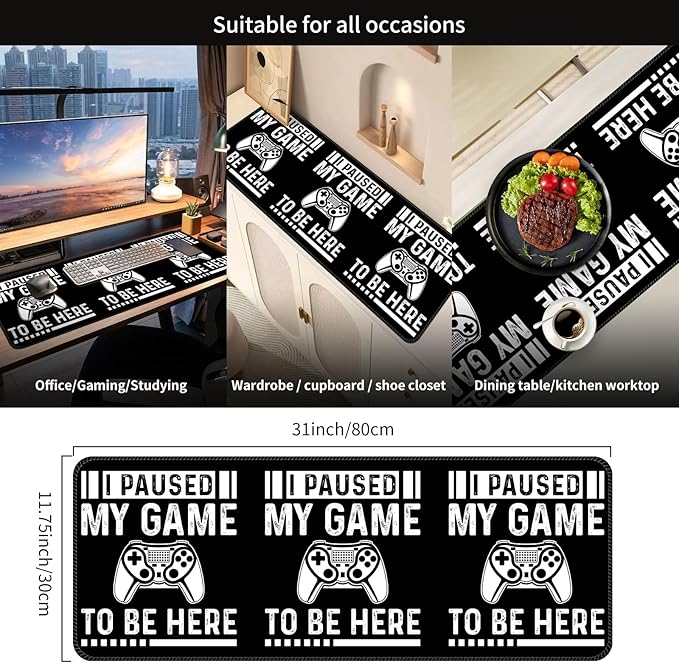 Desk Mat,Big Desk Pad,31.5 x 11.5in Extended Gaming Mouse Pad,Large Mouse Pad for Desk Rubber Base Mousepad with Stitched Edges,Keyboard Mouse Mat for Work Game Office Home - NO Game