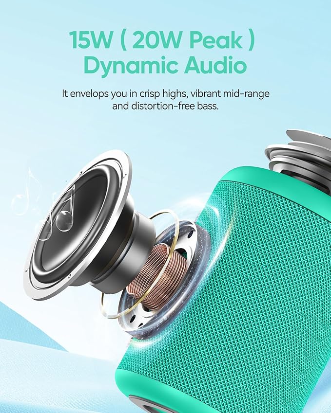Portable Bluetooth Speaker Beach Vacation Essentials: Powerful Crystal Clear Sound/Dynamic Light/IPX5 Waterproof/All Day Playtime/BT 5.3/TWS Paring, Small Wireless Speaker for Outdoor|Travel|Camping