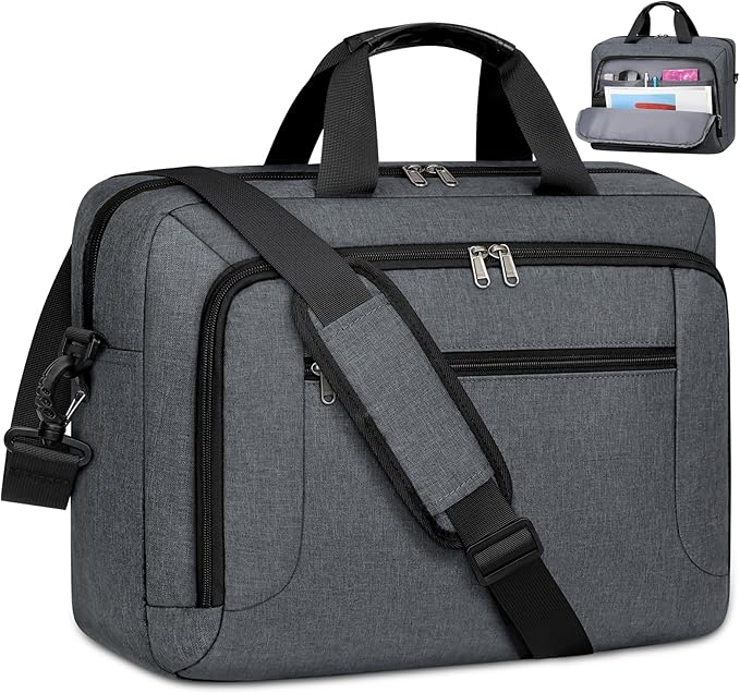 Laptop Bag 15.6 Inch Laptop Briefcase Computer Bag for Men Women Waterproof Business Office Work Large Laptop Case 15.6 Inch Adjustable Shoulder Messenger Bag Grey