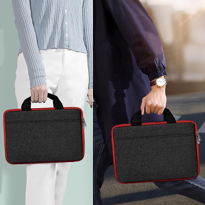 Hseok Laptop Case 13.3-14 inch Sleeve, TSA Computer Handbag Water-Resistant and Shockproof Bag Compatible with MacBook Pro/Neo 14", Mac Air/Pro 13.3" and 13"-14" Notebooks Chromebooks,Black-red