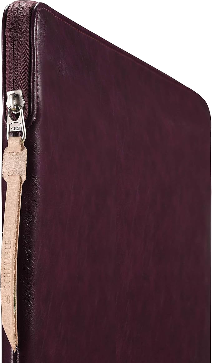 Comfyable Slim Laptop Sleeve Compatible with 13 Inch MacBook Air 13 in M5 M4 M3 M2, 13" MacBook Pro/Neo, PU Leather Bag Water-Resistant Cover Case, Berry Brown