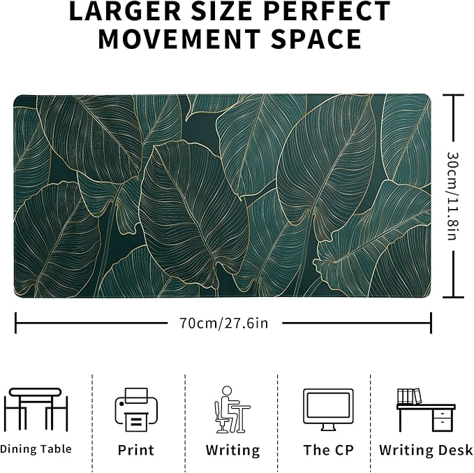 Tropical Palm Tree Extended Mouse Pad 27.6x11.8 Inch, Gaming Mouse Pads, Leaves Large Mousepad Computer Keyboard Mat Desk Pad with Non-Slip Base Waterproof with Stitched Edges for Gaming and Office