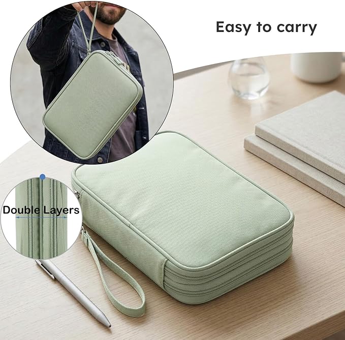 Electronics Organizer Travel Case, Large Cable Organizer Bag Water Resistant Double Layers Accessories Storage Bag Pouch, for Cord, Charger, USB, Power Bank, Earphone (Mint Green, X-Large)