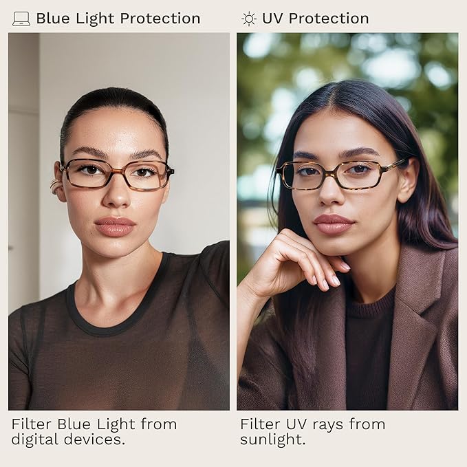 livho Blue Light Glasses for Women – Y2K Aesthetic Frame with Blush Pink Case, 90s Vibe for Screen Time Blue Light Blocking