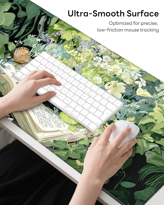 XL Gaming Mouse Pad, 31.5x15.7'' Large Desk Mat with Anti-Slip Rubber Base & Stitched Edges for Gaming, Office, Home - Reading Cat