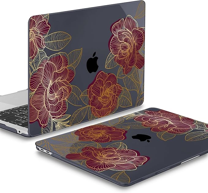 Mektron for MacBook Air 13 inch Case 2021-2018 Release A2337 M1 A2179 A1932, Plastic Hard Shell Case Only Compatible with MacBook Air 13 inch Retina Fits Touch ID, A-Golden Rose